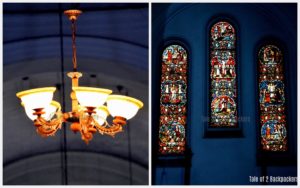 Stained glass and chandelier at St John's Church Kolkata