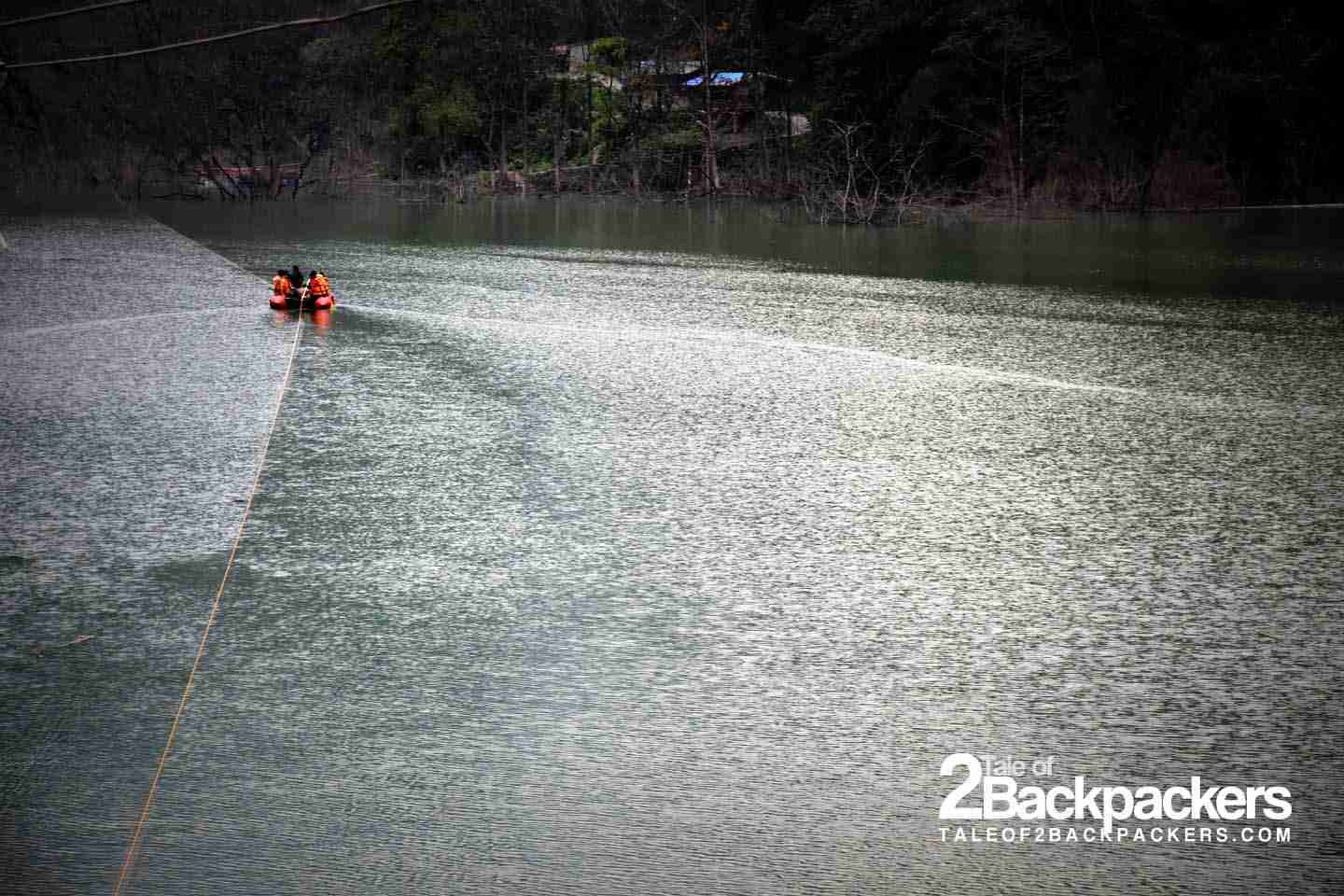 crossing the lake by raft at Dzongu