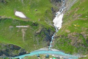 view of the river and helicopter ride at Amarnath