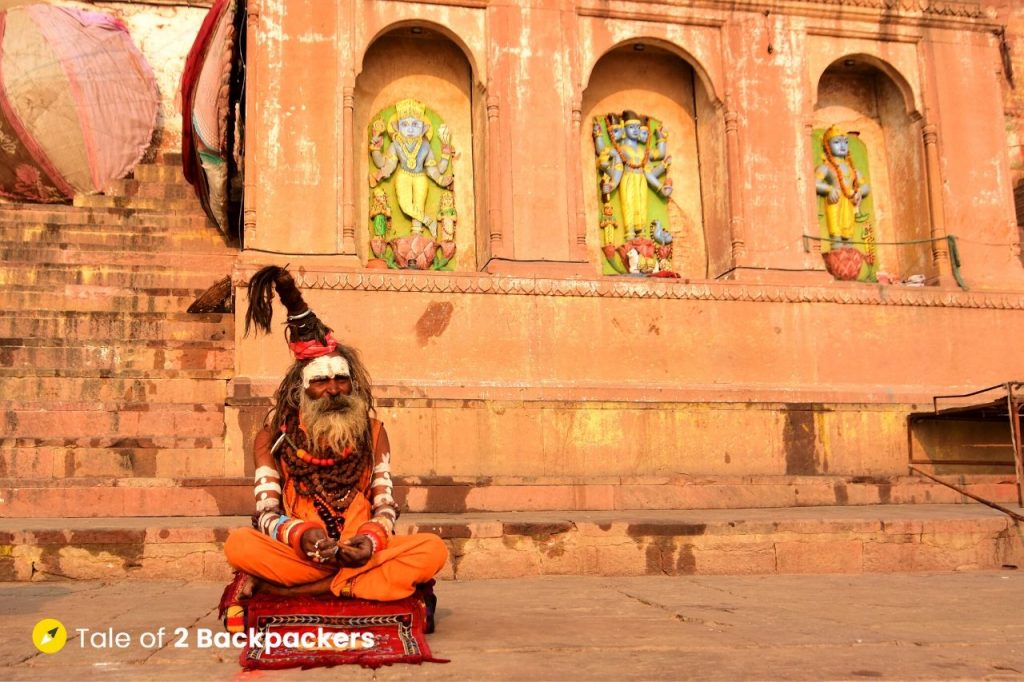A Sadhu sitting at the Varanasi Ghat