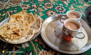 Having Kashmiri Roti and Nun Chai at Homestay