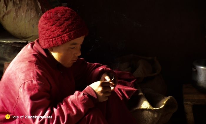 A young monk at Phuktal Monastery Zanskar