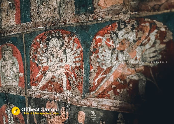 Ancient  Indo-Tibetan Wall paintings inside the Saspol Caves