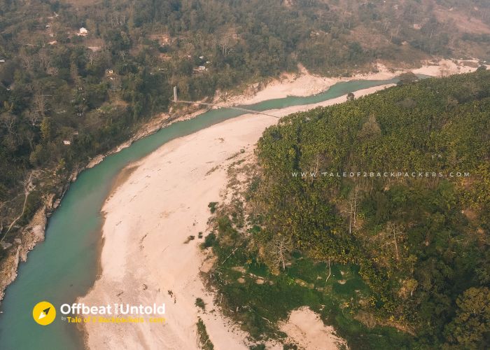 Aerial View of Simsang River Meghalaya