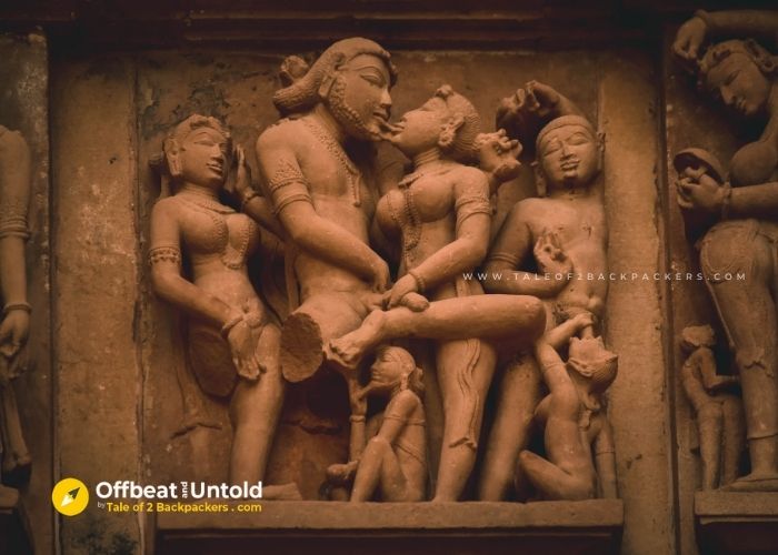 Erotic sculptures of temples of Khajuraho, MP