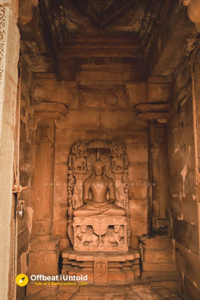 Idol of Lord Adinatha at Parasvanath Temple in Khajuraho