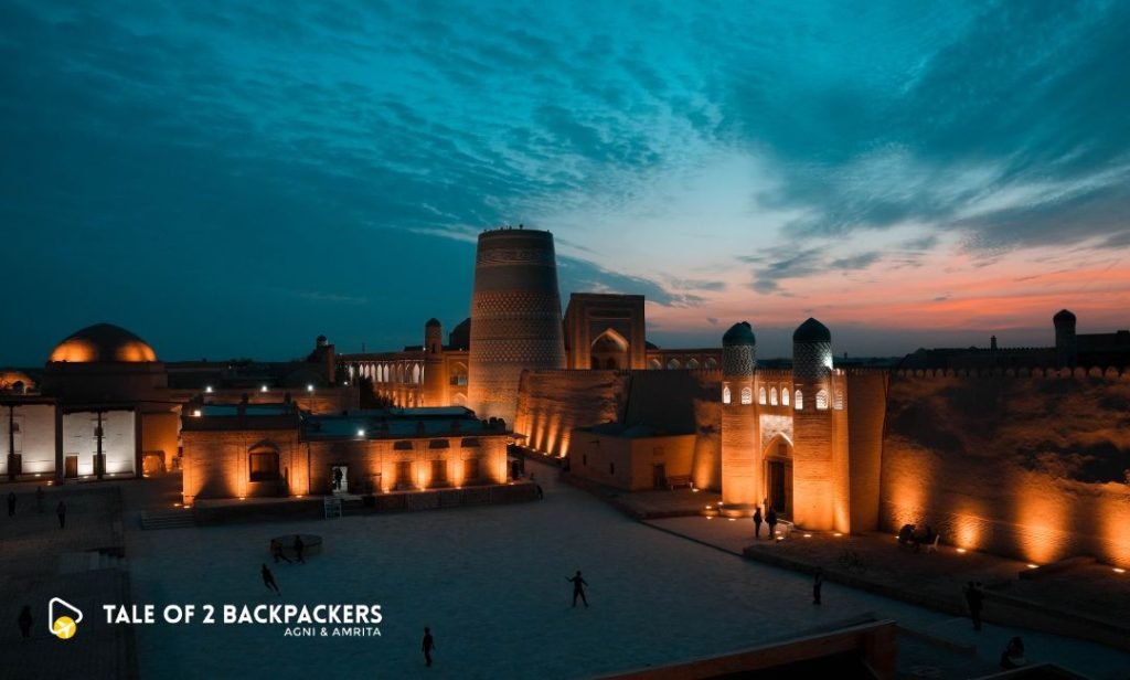 Night view of Khiva Uzbekistan